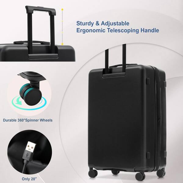 Merax 5 Bags 5-Piece Black Expandable ABS Luggage Set with Duffel