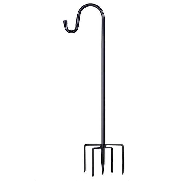 Shepherd Hook Outdoor Bird Feeder Pole 62 in. with 5-Prongs Base for Hanging Lantern Hummingbird Feeder