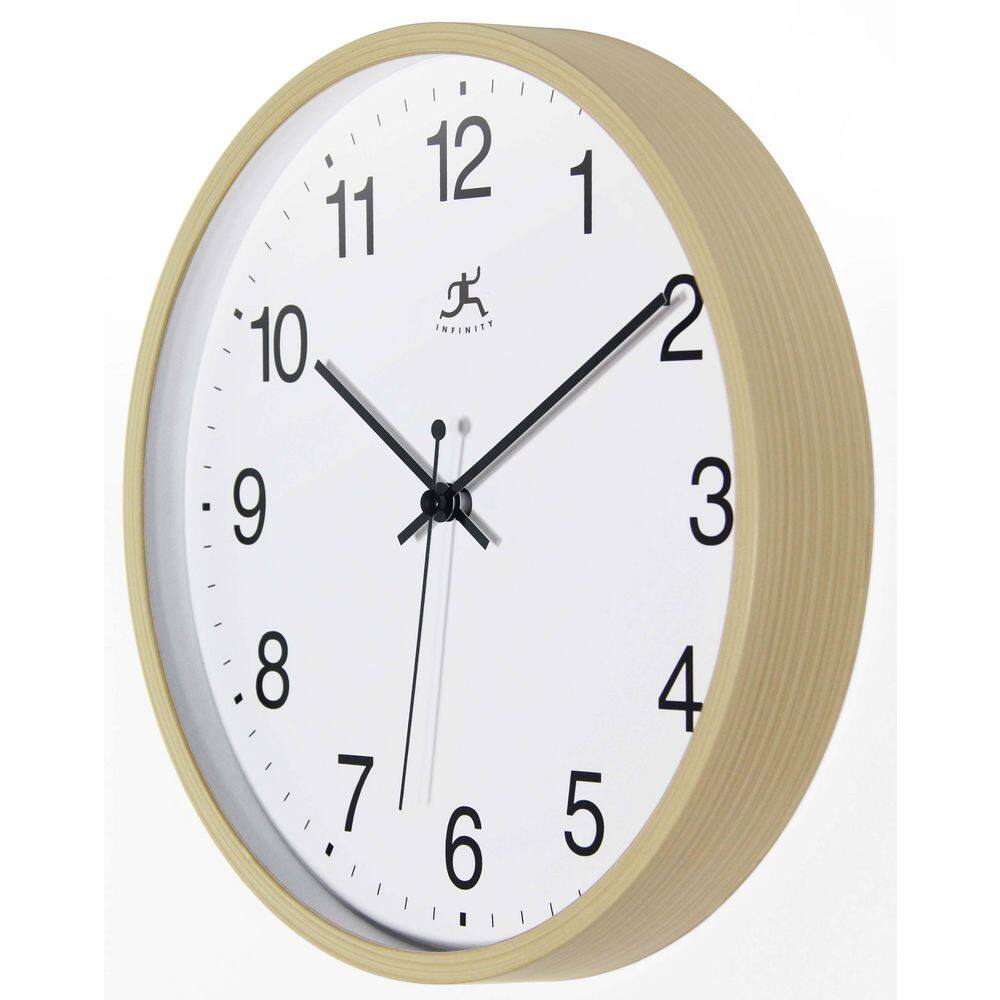 10-Inch Light Oak and White Round Wall Clock