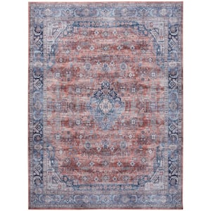 Grand Washables Blue Multicolor 8 ft. x 10 ft. Center medallion Traditional Area Rug