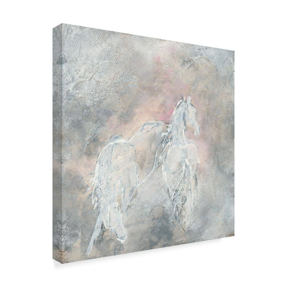 Blush Horses Abstract Canvas Art in Gray and Pink