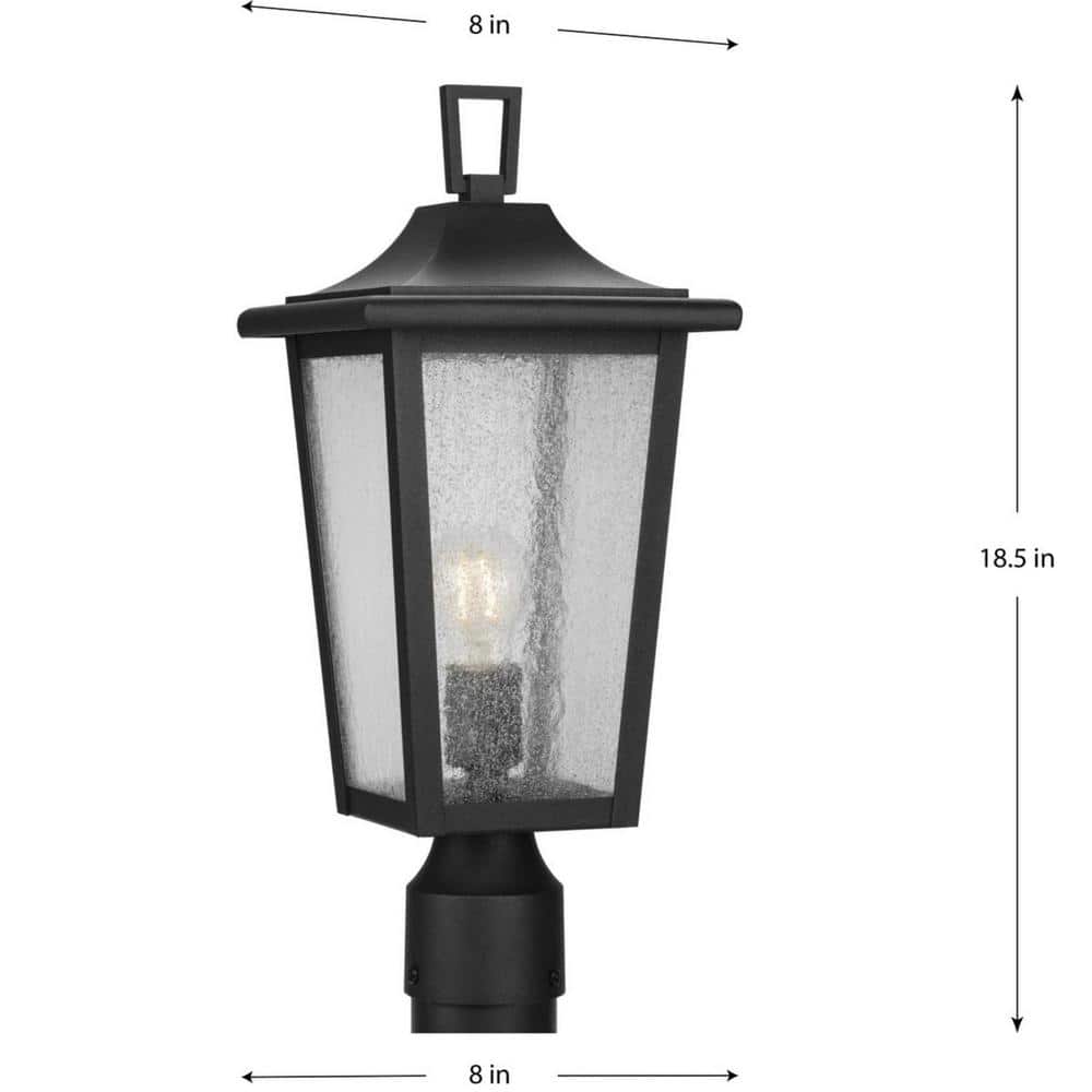 Padgett Textured Black Outdoor Post Light with Clear Seeded Glass
