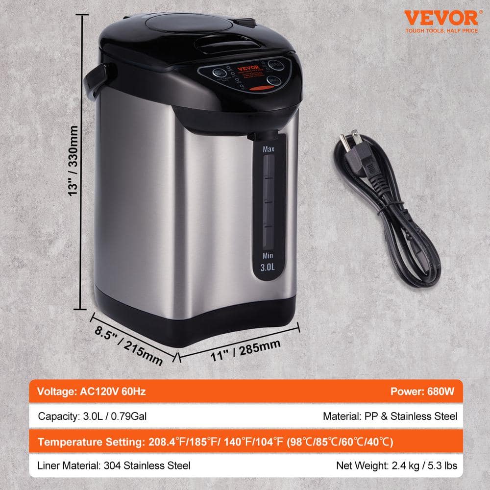 VEVOR 3L Stainless Steel Electric Countertop Hot Water Dispenser