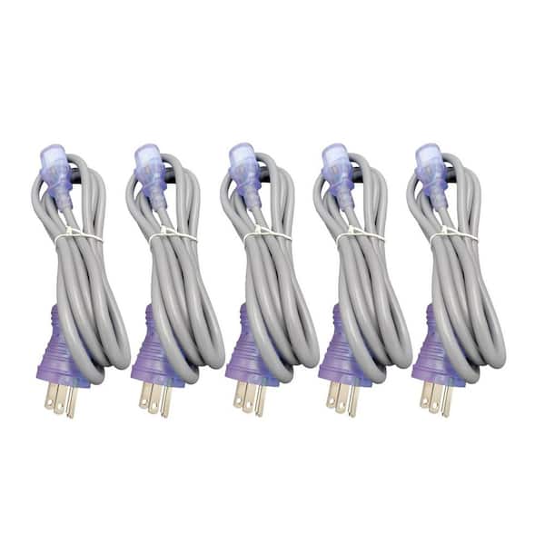 10 ft. 18 / 3 Hospital Grade AC Power Cord Indoor (NEMA 5-15PHG to IEC-60320-C13) Gray 5-Pack