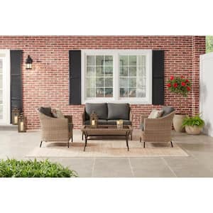 Kendall Cove 4-Piece Steel Patio Conversation Outdoor Seating Set with Charcoal Cushions