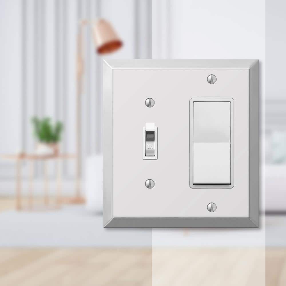 Polished Chrome 2-Gang Stamped Steel Decorator Toggle Wall Plate