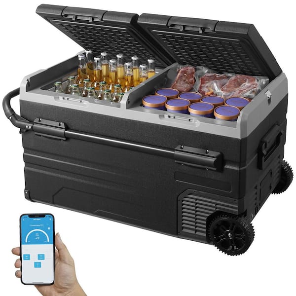 VEVOR Car Refrigerator Fridge 4.06 cu. ft./115 L DuaL Zone Portable Freezer in Black AC Compressor Cooler for Outdoor Camping