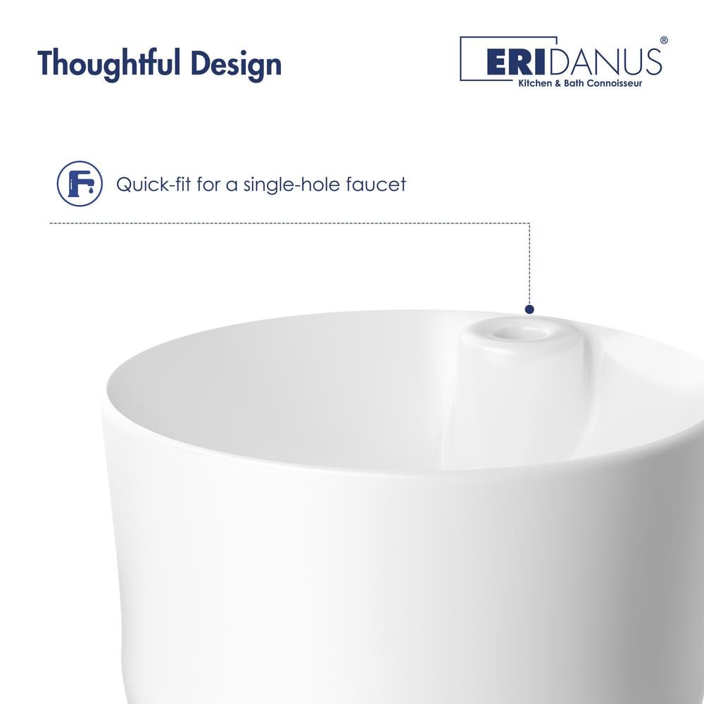 Brooklyn White Ceramic Round Freestanding Pedestal Sink
