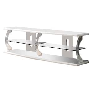 Ernst 18 in. White Glass TV Stand 72 in.