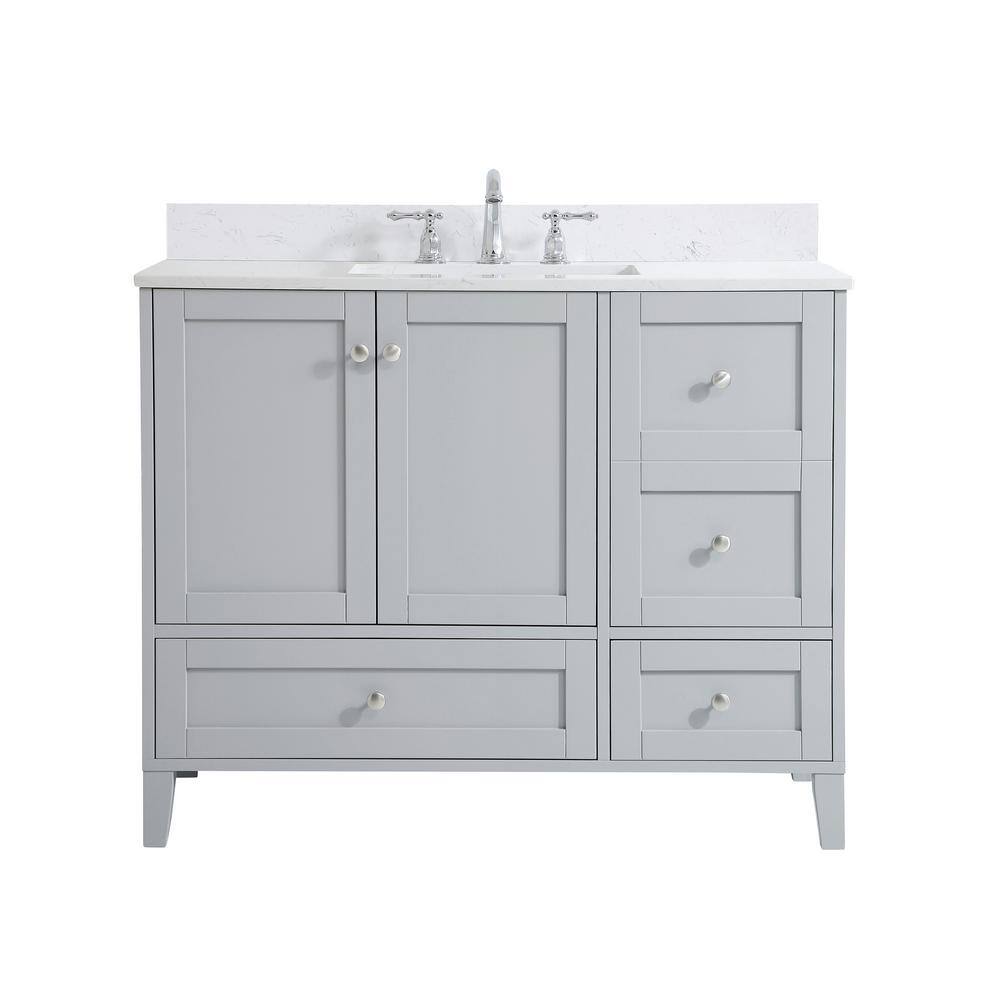 Simply Living 42 in. W x 22 in. D x 34 in. H Bath Vanity in Grey with Calac
