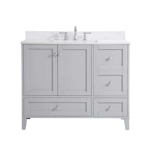 Unbranded Simply Living 42 in. W x 22 in. D x 34 in. H Bath Vanity in Grey with Calacatta White Engineered Marble Top