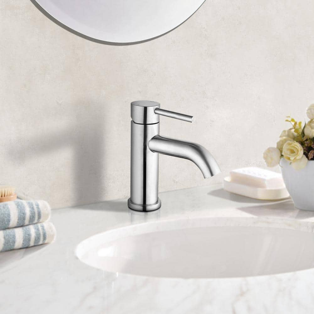 Satico Single-Handle Single Hole Bathroom Faucet In Brushed Nickel ...