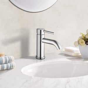 Single-Handle Single Hole Bathroom Faucet in Brushed Nickel