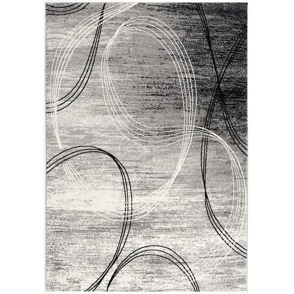 Rug Branch Montage Grey 4 ft. x 5 ft., 6 in. Modern Abstract Area Rug