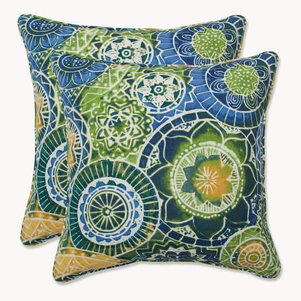 Pillow Perfect Blue Square Outdoor Square Throw Pillow 2-Pack