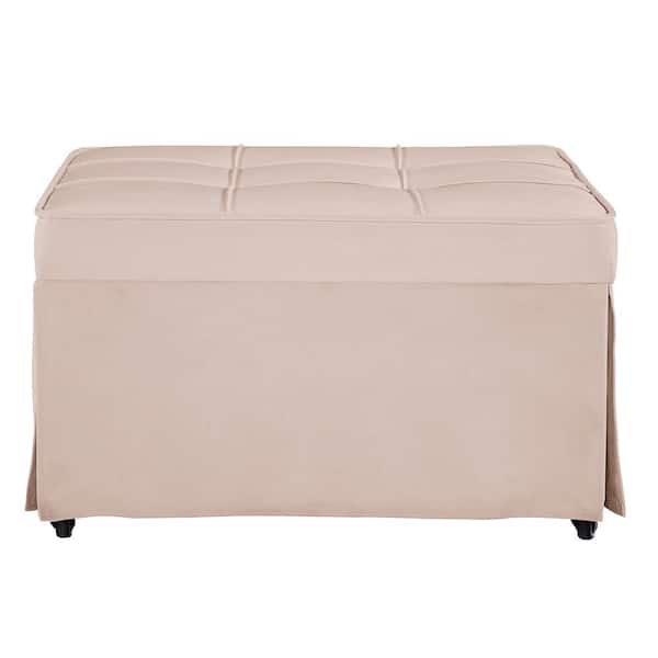 Unbranded 27.6 in. W Pink Folding Velvet Single Sofa Bed with Adjustable Backrest