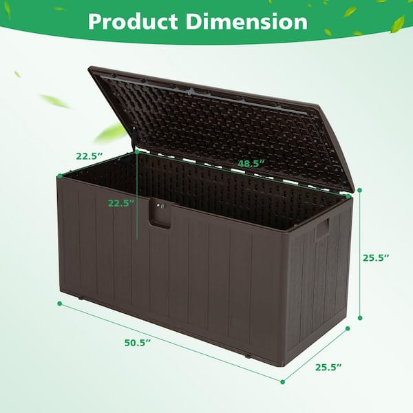 Vineego 100 Gallon All-Weather Resin Deck Box,Indoor Outdoor Lockable  Storage Container, Black 