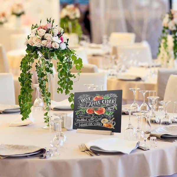 Afoxsos 3 Pack Tabletop Chalkboard Sign with Base Stand Double