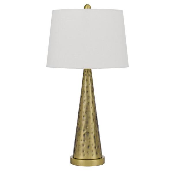 HomeRoots 27 in. Antiqued Brass Standard Light Bulb Bedside Table Lamp