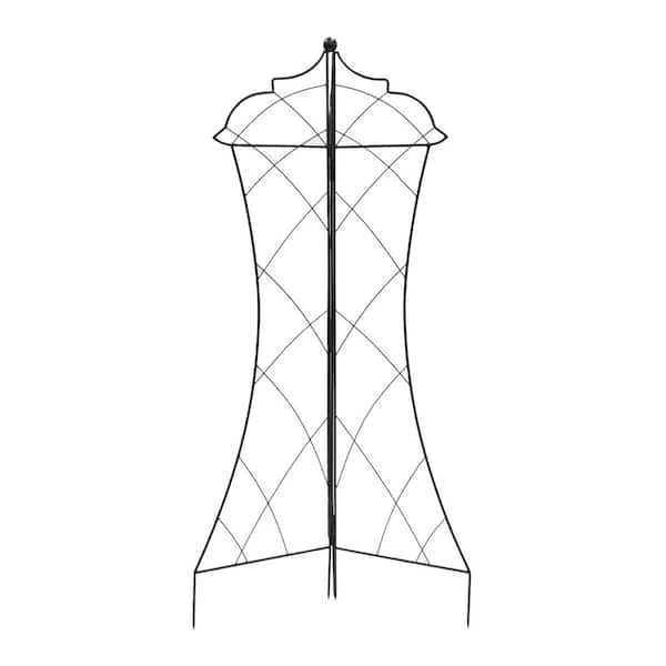 Achla Designs 79.5 in. H Black Powdercoated Wrought Iron Outdoor Garden Chess Queen Trellis