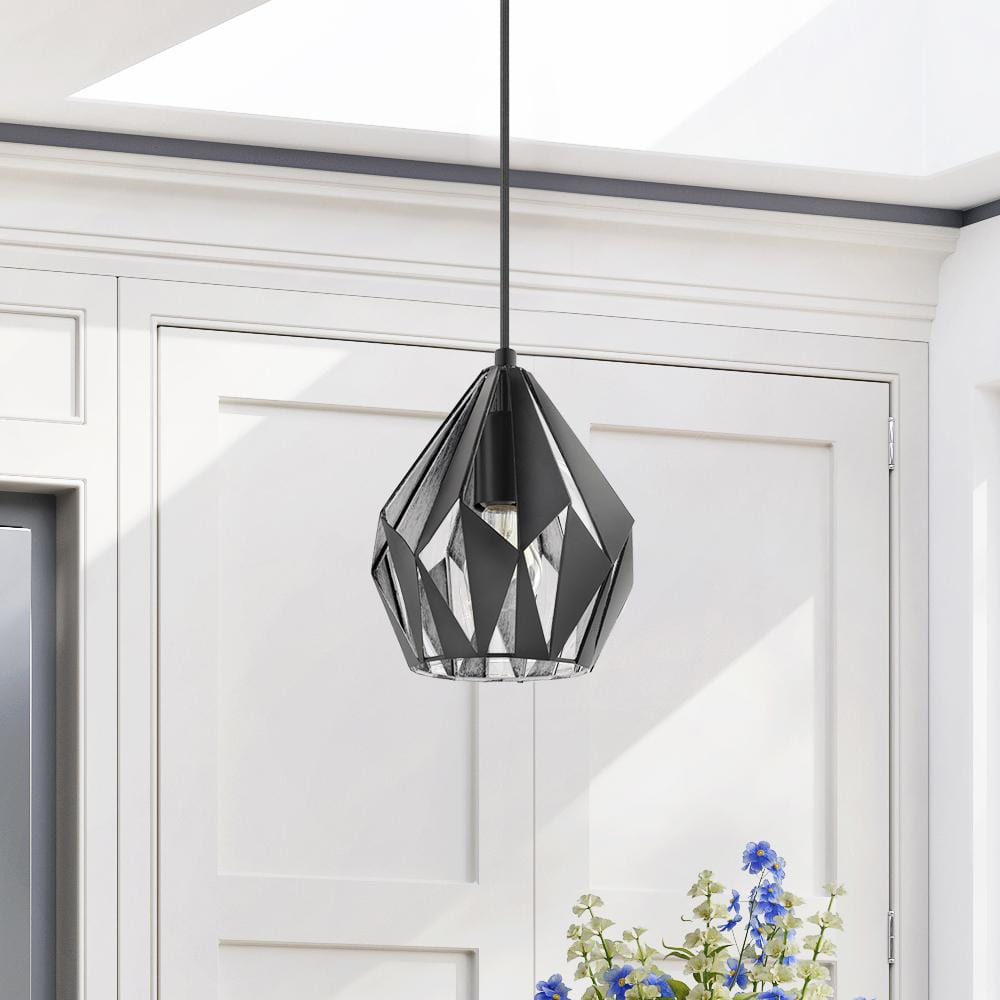 Carlton Mini 14'' Matte Black Geometric Indoor/Outdoor Pendant Light