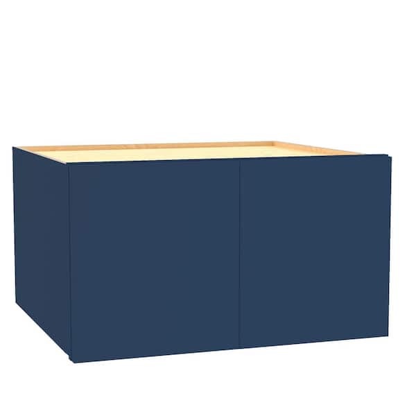 Home Decorators Collection Hargrove 27 in. W x 24 in. D x 18 in. H Assembled Plywood Wall Bridge Kitchen Cabinet in Vessel Blue with Soft Close