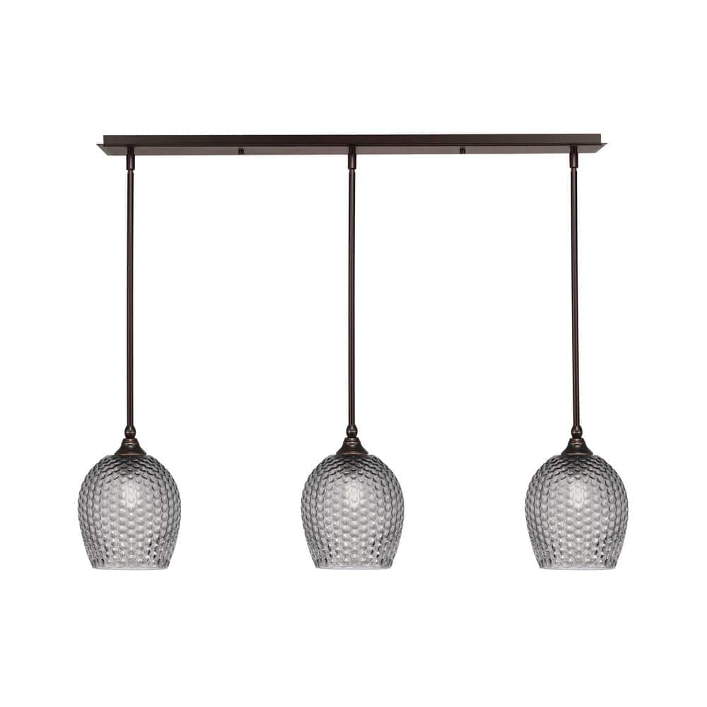 Livingston 100-Watt 3-Light Dark Granite Shaded Pendant Light with 7.5 in. 