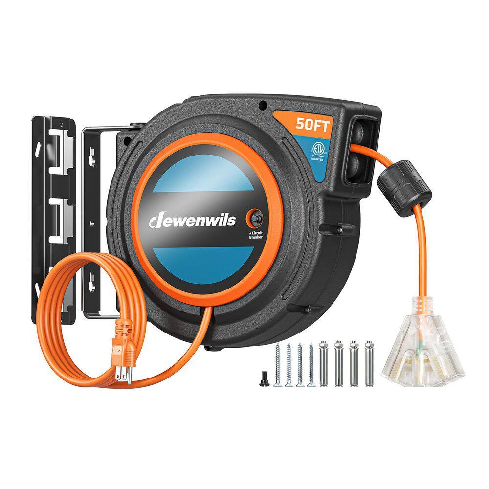 50 ft. 14/3 13A Circuit Breaker Heavy Duty Power Retractable Extension Cord Reel with 3 Grounded Outlets, Ceiling/Wall price history on PriceWatchPro