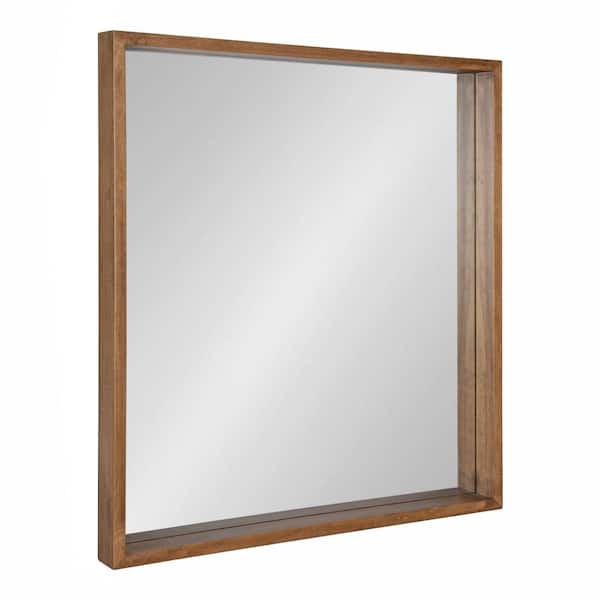 Kate and Laurel Medium Square Rustic Brown Classic Mirror (30 in. H x 30 in. W)