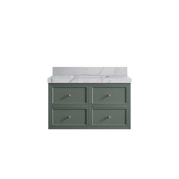 Willow Collections Roswell 36 in. W x 22 in. D x 36 in. H Single Sink Bath Vanity in Pewter Green with 2 in. Venatino qt. Top