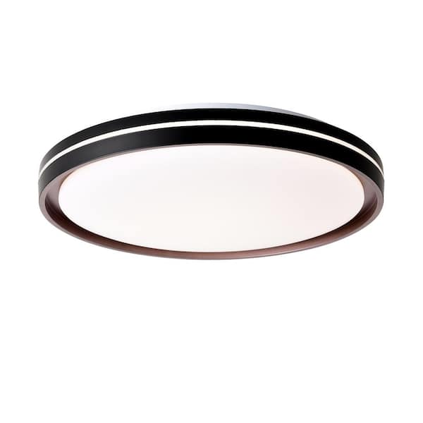 JAZAVA 15.74 in. LED Flush Mount 24-Watt Modern White Integrated with White Acrylic Shade