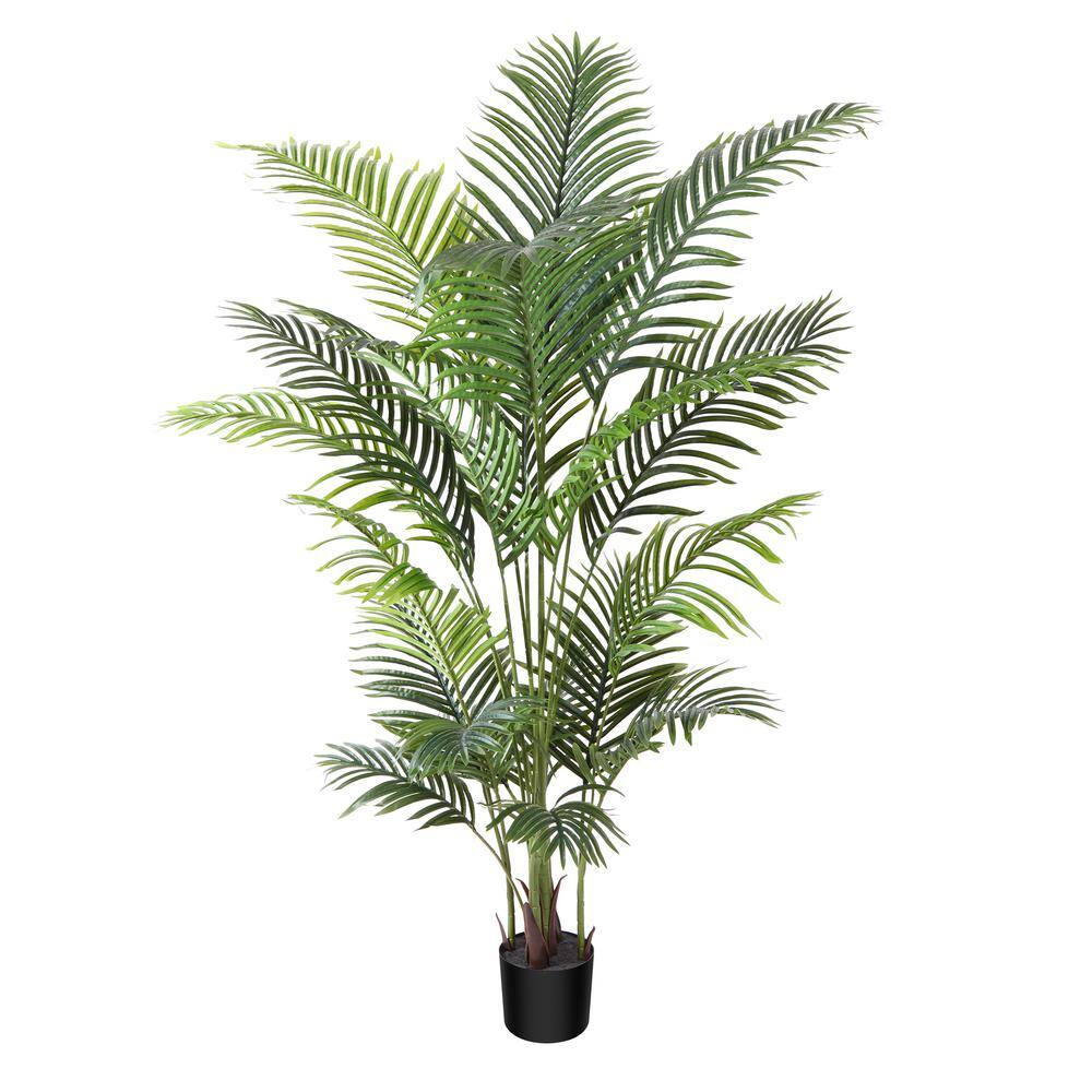 DR.Planzen 6 ft. Artificial Areca Palm Plant in pot, Fake Palm Tree ...