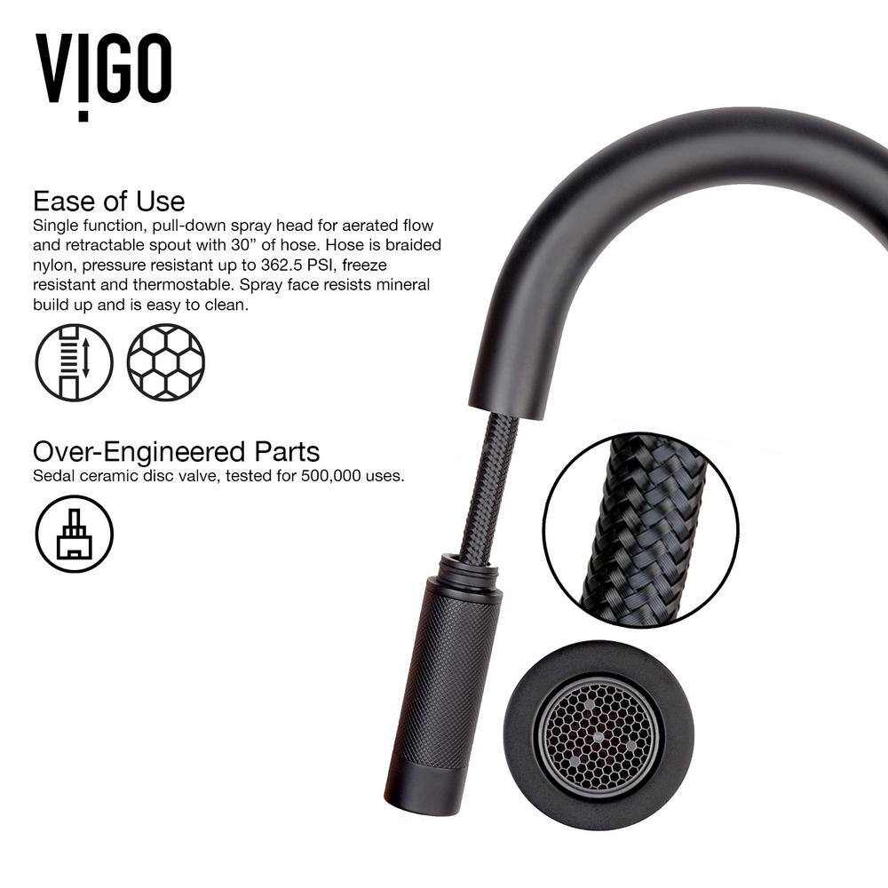 Matte Black 17" Pull-Down Kitchen Faucet with Soap Dispenser