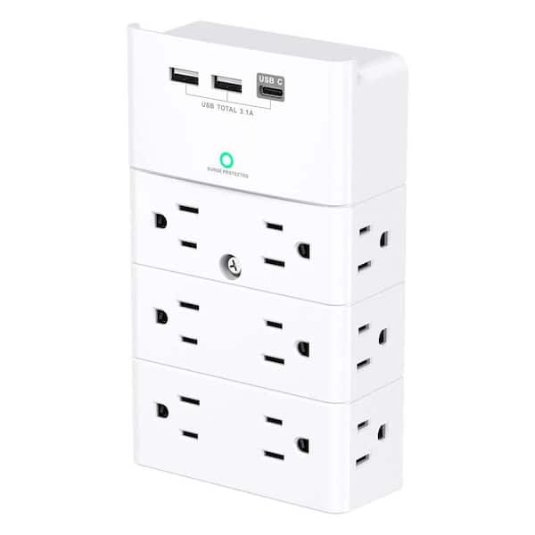 Power Strip 12-Outlet 3-Ports USB-A 1-Ports USB-C Surge Protector with Wall Mount Extender and Safety Features