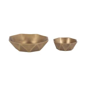 Octave Gold Octagon Metal Bowl (Set-2)