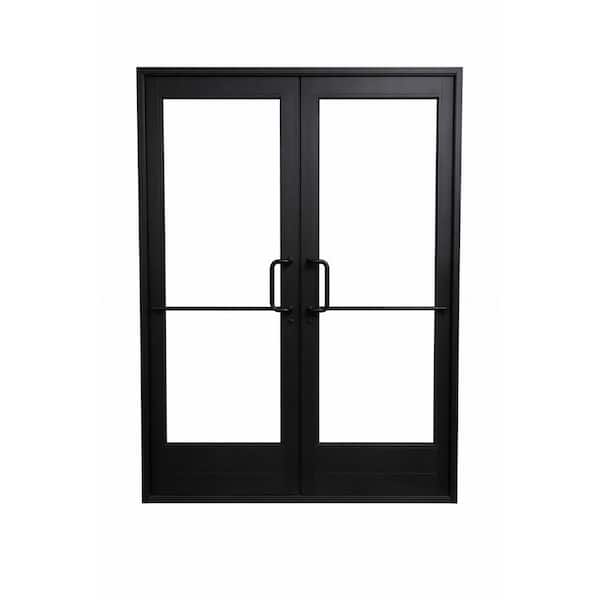 SF60 Series 72 in. x 84 in. Right-Hand/Outswing Black Aluminum Prehung Commercial Door with No Fire Rating