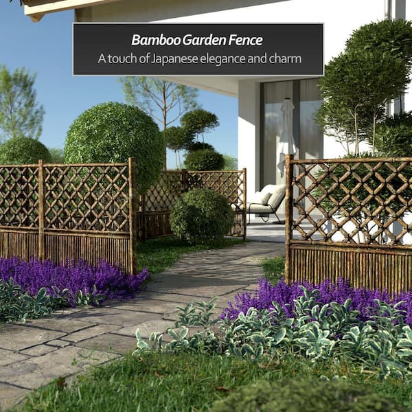 RED LANTERN Bamboo Garden Fence Hoshi Zen Panel - Burnt WD20483B