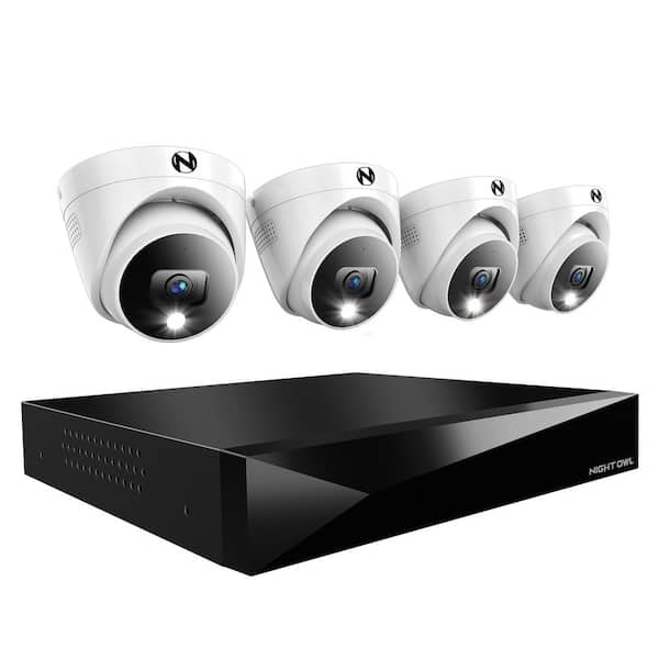 Night Owl 12-Channel Wired DVR Security System with 2TB Hard Drive and 4 2K Wired Dome Spotlight Cameras with 2-Way Audio