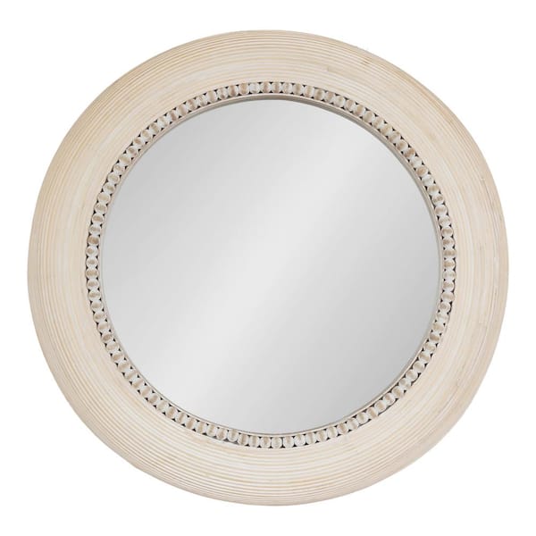 Kate and Laurel Jonesport 26.00 in. W x 26.00 in. H Natural Round Coastal Framed Decorative Wall Mirror