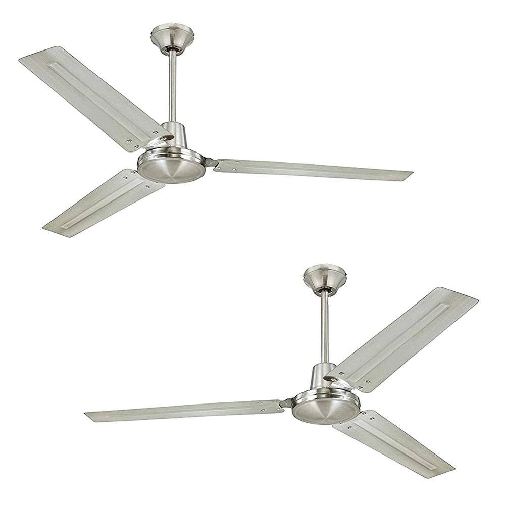 Industrial 56 in. Indoor Brushed Nickel Ceiling Fan with Ball Hanger Installation (2-Pack, 3-Blade) price history on PriceWatchPro