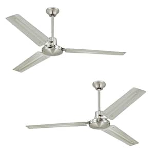 Industrial 56 in. Indoor Brushed Nickel Ceiling Fan with Ball Hanger Installation (2-Pack, 3-Blade)
