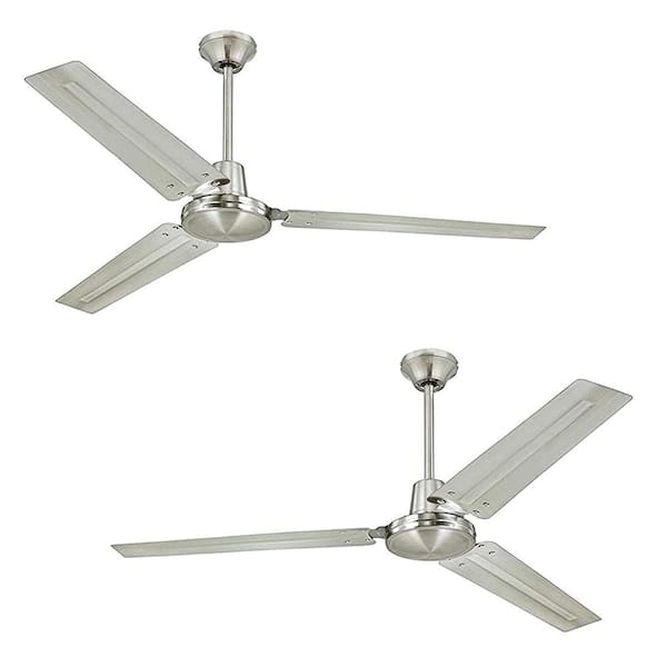 CIATA Industrial 56 in. Indoor Brushed Nickel Ceiling Fan with Ball Hanger Installation (2-Pack, 3-Blade)