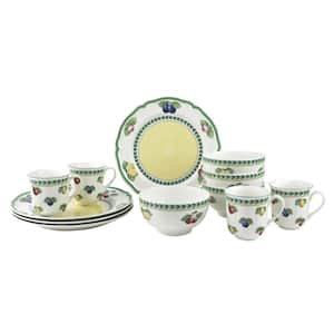 French Garden 12 piece Multi Color Porcelain Dinnerware Set