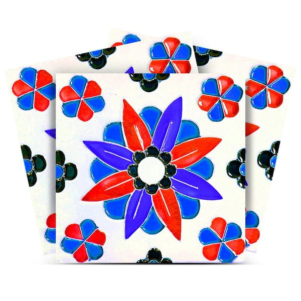 MI ALMA White, Blue, Red V24 5 in. x 5 in. Vinyl Peel and Stick Tile (24 Tiles, 4.17 sq. ft./pack)