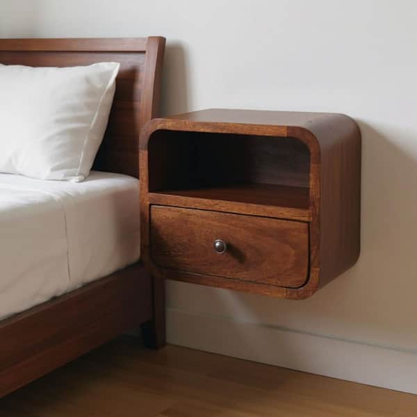 Brown 1-Drawer 11.80 in. Nightstand