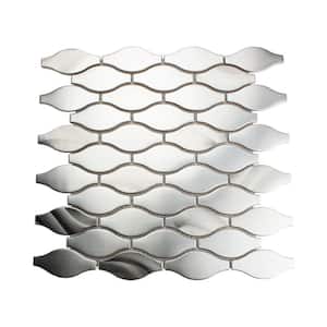 Travel Series, Atlantic Silver Teardrop Mosaic Tile, Polished Aluminum 12" x 12" (10.82 Sq. Ft.) 11 Sheets- Case