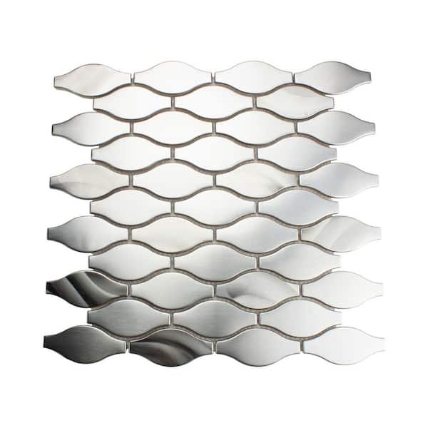 Giorbello Travel Series, Atlantic Silver Teardrop Mosaic Tile, Polished Aluminum 12" x 12" (10.82 Sq. Ft.) 11 Sheets- Case