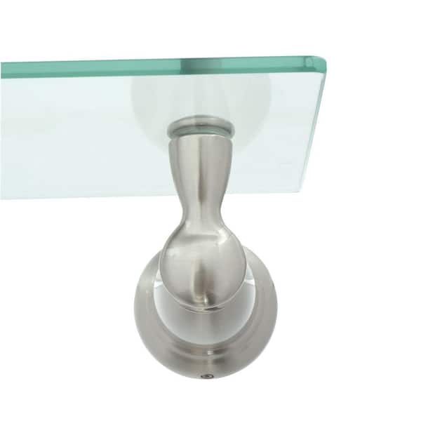 Banbury 5-4/25 in. L x 3 in. H x 22-3/4 in. W Wall-Mount Clear Glass Shelf in Brushed Nickel Banbury 5-4/25 in. L x 3 in. H x 22-3/4 in. W Wall-Mount Clear Glass Shelf in Brushed Nickel