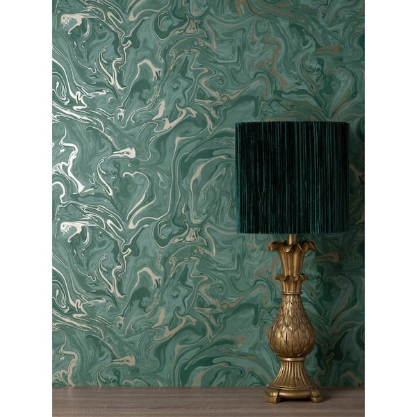 Suave Dark Green Marble Non-Pasted Paper Matte Wallpaper