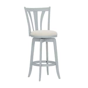 Larson 30.25in. Blue Wire Brush Full Back Wood Bar Stool with Fabric Seat 1 Included